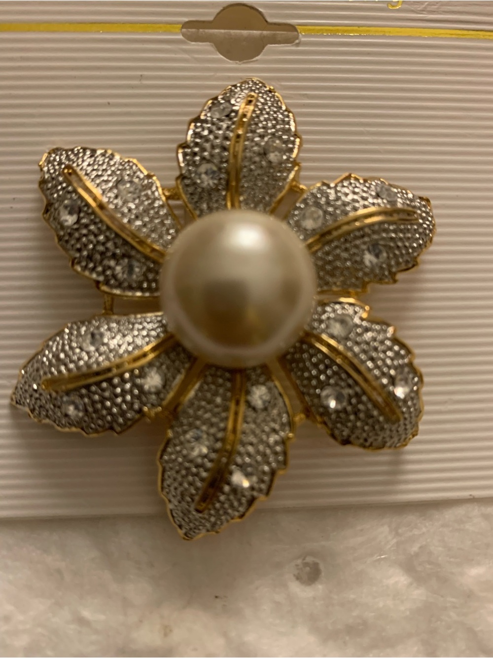 Gold & Silver Flower Pearl Brooch - Elegant Women’s Jewelry